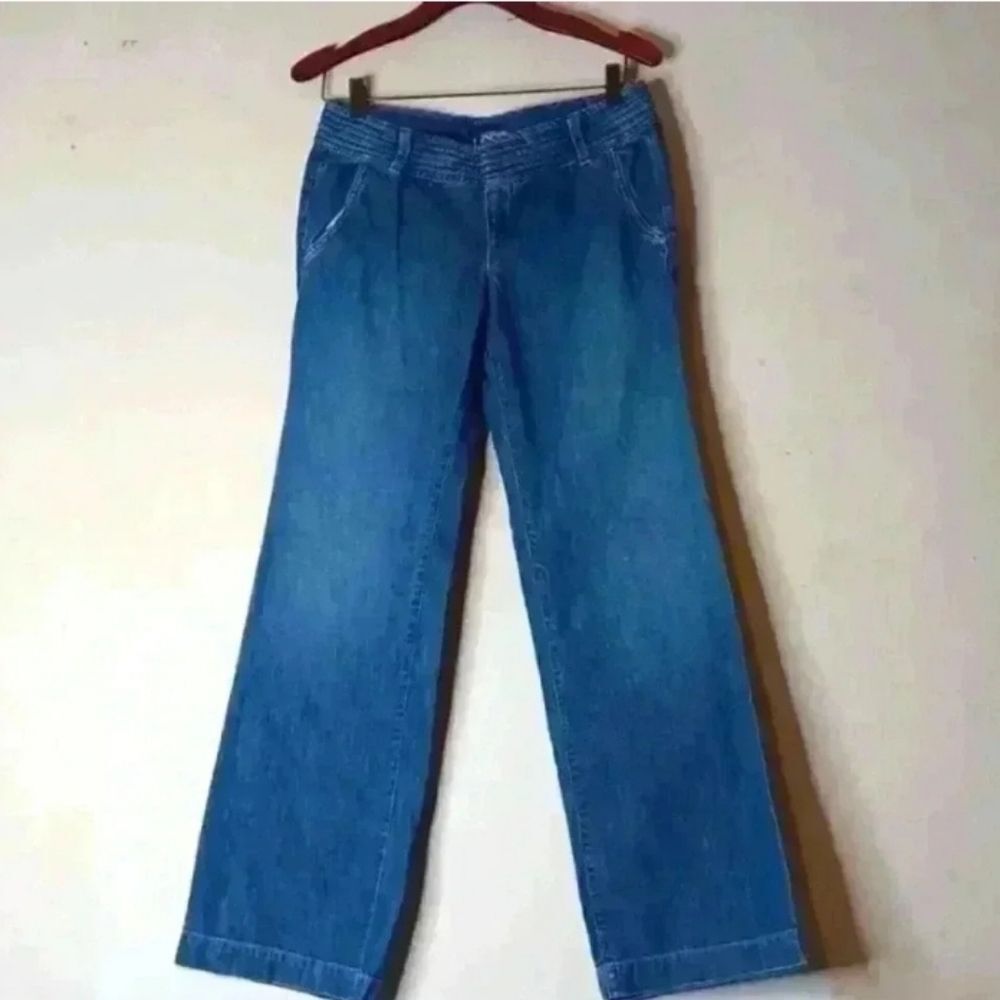 LOFT 100%Cotton Medium Indigo Flare Wide Leg Jeans